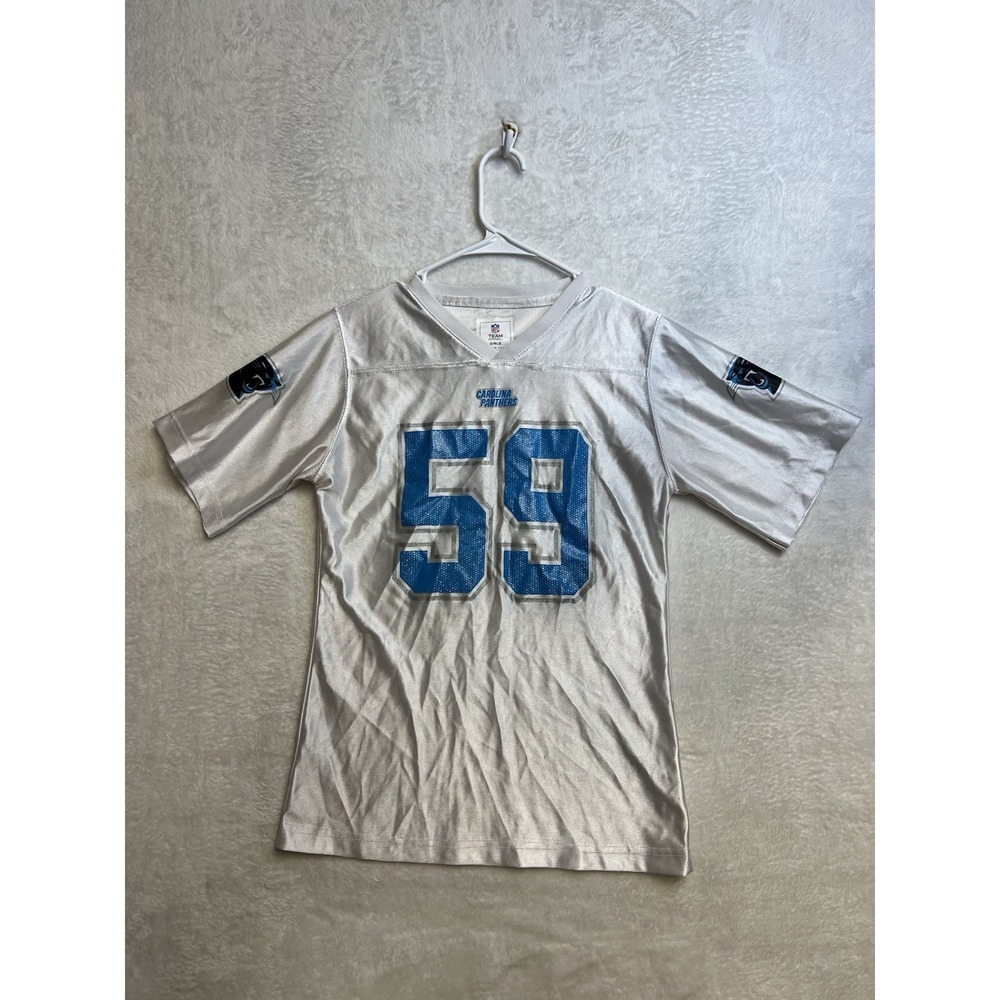 Luke Kuechly #59 Carolina Panthers Girls XL 14/16 NFL Jersey White Silver
